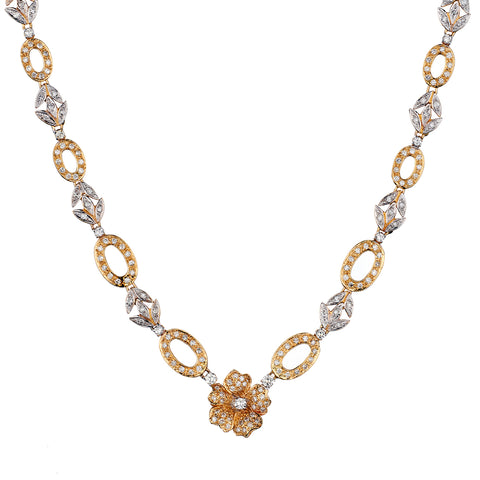 14kt Yellow and White Gold Diamond Choker Necklace. 3.00ct Tw