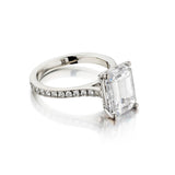 18kt White Gold Diamond Ring. 3.25 Carat Natural Emerald Cut Diamond