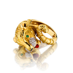 18kt Yellow Gold "Tiger" Ring. Weight: 19.00 Grams.