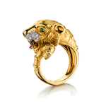 18kt Yellow Gold "Tiger" Ring. Weight: 19.00 Grams.