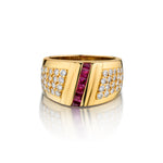 Birks 18kt Yellow Gold Ruby and Diamond Ring.