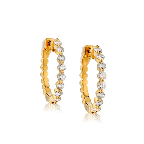 18kt Yellow Gold Diamond Hoop Earrings. 16 x 1.05ct Tw