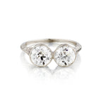 Platinum Toi et Moi Diamond Ring.  2 x 2.50ct Tcw European Cut Diamonds