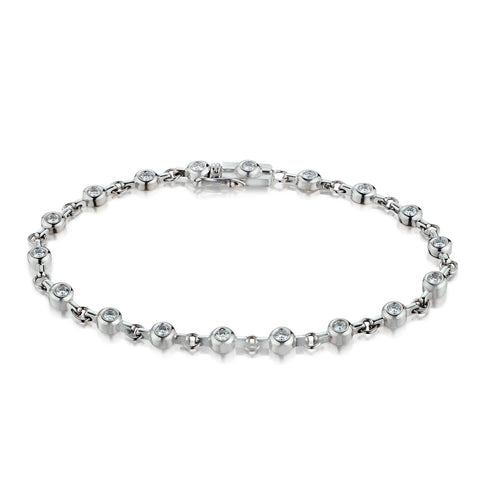 Birks 14kt White gold Diamond "Tennis Bracelet ". 18 x 1.00ct Tw