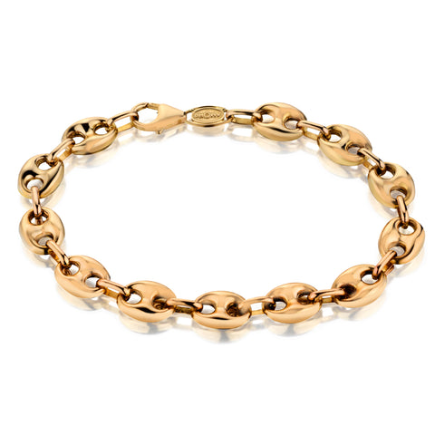 Mens 14kt Yellow Gold Gucci Inspired Link Bracelet. Made in Italy