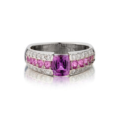 18kt White Gold Pink Tourmaline and Diamond Ring