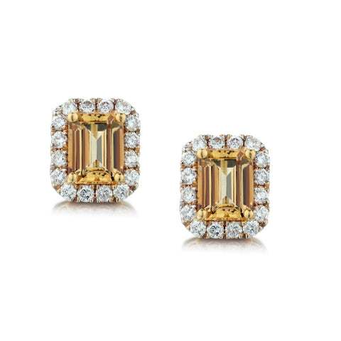 H.Stern 18kt Yellow Gold Topaz and Diamond Stud Earrings.