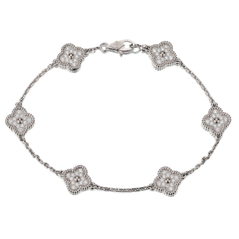 Van Cleef & Arpels 18kt White Gold Sweetie Alhambra Diamond Bracelet.