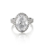 Ladies 18kt White Gold Diamond Ring. 5.37 Carat Natural Oval Cut.