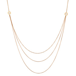 Bvlgari 18kt Rose Gold Sautoir long Chain Necklace. Onyx and Mother of Pearl Stations