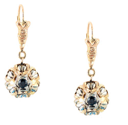 Vintage 18kt Rose Gold Blue Sapphire Pendant / Drop Earrings.