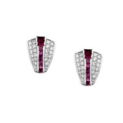 18kt White Gold Ruby and Diamond Earrings.Elegant