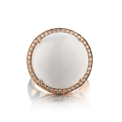 Birks 18kt Rose Gold White Onyx and Diamond Ring.