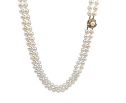 Ladies Birks Double Pearl Strand. 14kt Yellow Gold Clasp.