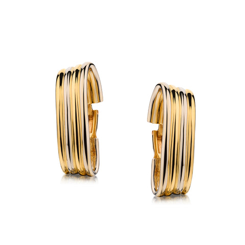 Bulgari Vintage 18kt Two Tone Large Oblong Earrings. Circa 1970