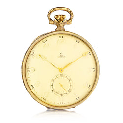 Omega 14kt Yellow Gold Pocket Watch. 50 mm x 6.5mm