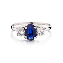 14kt White Gold Blue Sapphire and Diamond Ring