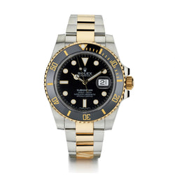 Rolex Oyster Perpetual Two-Tone Ceramic Black Submariner Watch.