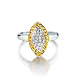 14kt Yellow and White Gold Marquise Shape Diamond Ring.