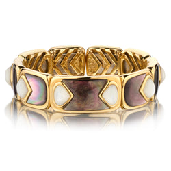 " Medieval" Mother of Pearl Gold Cuff Bangle By Marina B. Bvlgari. Circa 1980