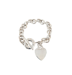 Tiffany & Co Heart Tag Charm Bracelet with Toggle closure in Sterling Silver.