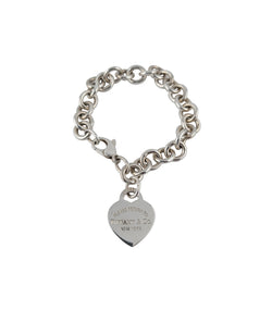 Tiffany & Co Heart Tag Charm Bracelet in Sterling Silver.