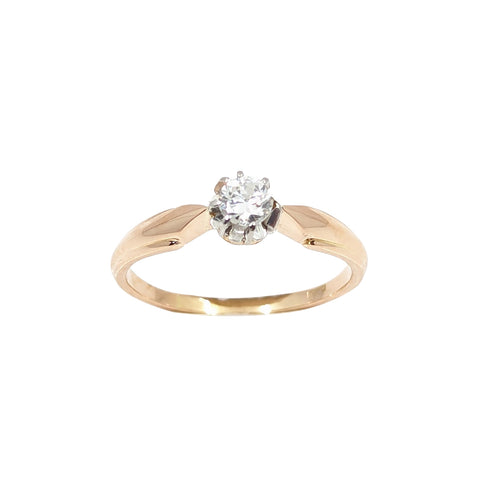 Ladies Vintage 18kt Rose Gold Diamond Solitaire ring. 0.22 European Cut