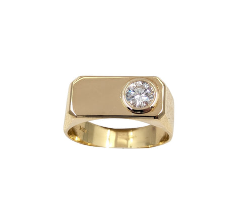 Unisex 18kt Yellow Gold Diamond ring 0.46ct Round Modern Brilliant Cut Diamond.