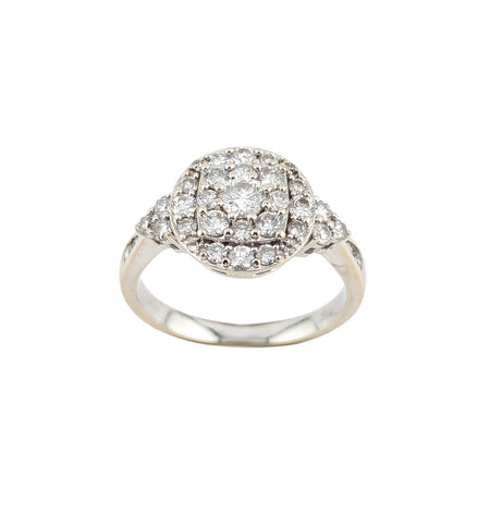 14kt White Gold Diamond Cluster Ring.