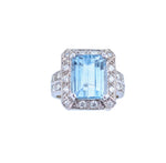 14kt White Gold Aquamarine and Diamond Ring.