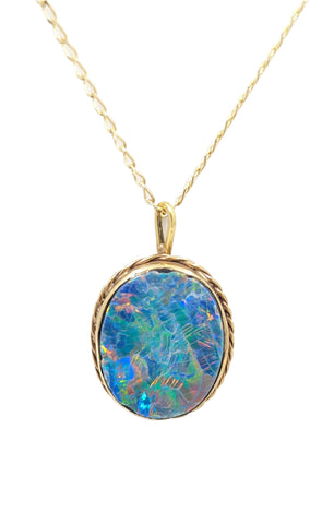 Vintage 9kt Yellow Gold Oval Opal Stone