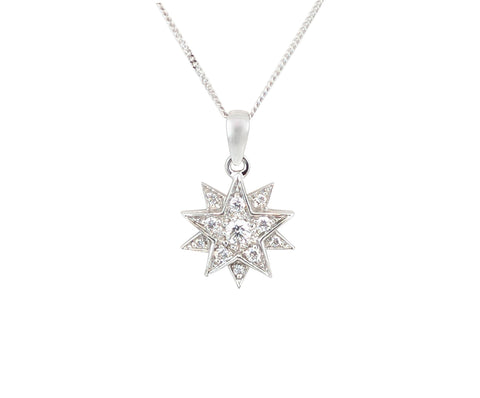 14kt White Gold Diamond Star Pendant.0.30ct Tw