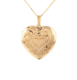 14kt Yellow Gold Heart Locket On a Chain.