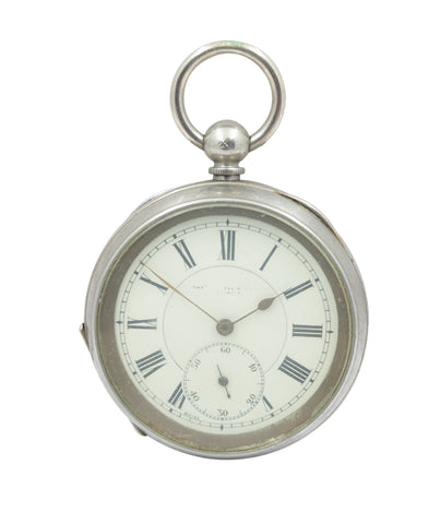 Sterling Silver Large Pocket Watch. Roman Numerals. Thomas Russel and Son Liverpool