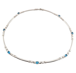 Ladies 18kt White Gold Blue Topaz Choker Necklace