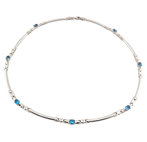 Ladies 18kt White Gold Blue Topaz Choker Necklace