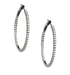 18kt Blackened White Gold Diamond Inside and Out Hoop Earrings.0.90ct Tw