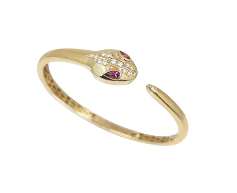 Bvlgari Seduttori Serpenti Diamond and Rubellite Bangle in 18kt Rose Gold