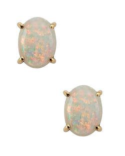 14kt Yellow Gold White Opal Stud Earrings.