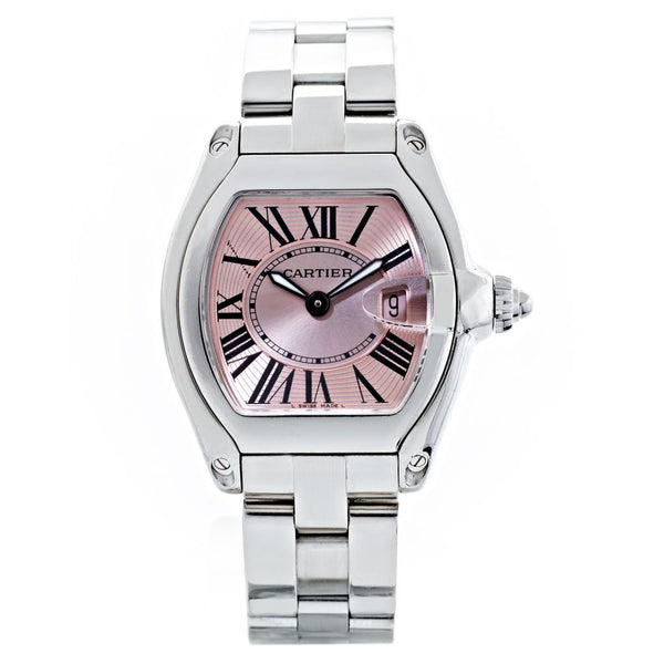 Cartier Roadster Pink Dial Stainless Steel Watch Van Rijk