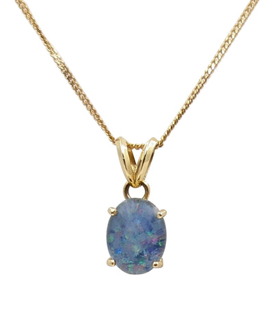 10kt Yellow Gold Opal Pendant on a Chain