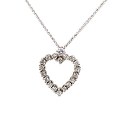 14kt White Gold Diamond heart Pendant. 0.65ct Tw