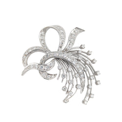 14kt White Gold Diamond Spray Brooch.  1.70ct Tw