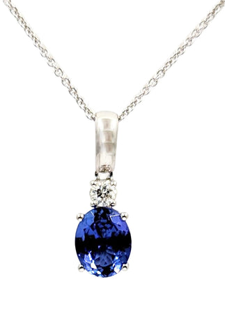 14kt White Gold Diamond and Tanzanite Pendant