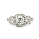 1.03 Carat Cushion-Cut Diamond Halo-Set Ring