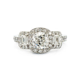 1.03 Carat Cushion-Cut Diamond Halo-Set Ring