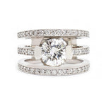 1.53 Carat Round Brilliant Cut Diamond Three Row Wide Ring