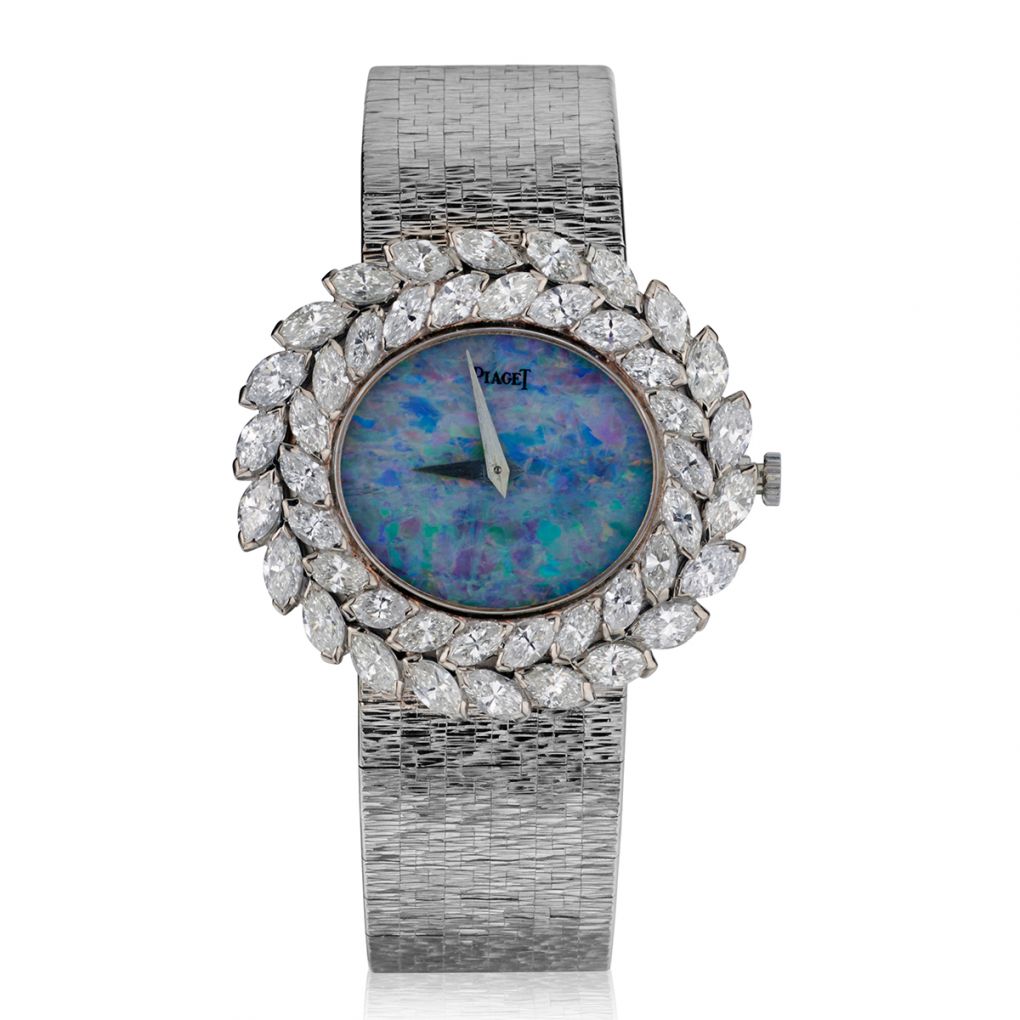 LADIES PIAGET 18KT WHITE GOLD DIAMOND DRESS WATCH WITH OPAL DIAL