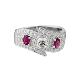 Unique 18KT White Gold Ruby And Brilliant Cut Diamond Band