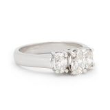 1.00 Carat Total Weight Oval-Cut Diamond Three Stone WG Ring